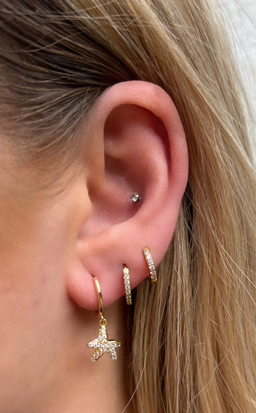 Diamond Starfish Huggie