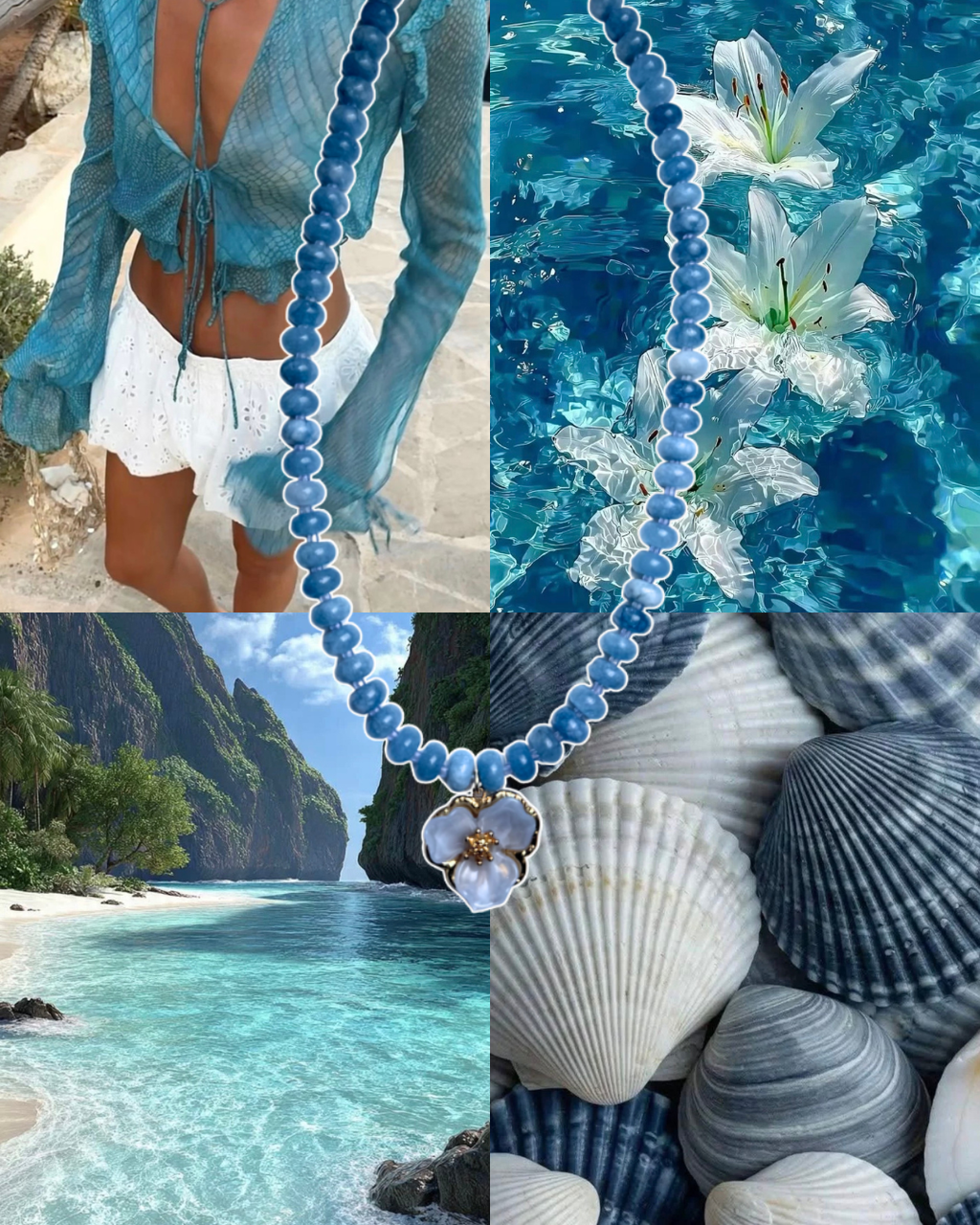 Amalfi Blue Beaded Necklace