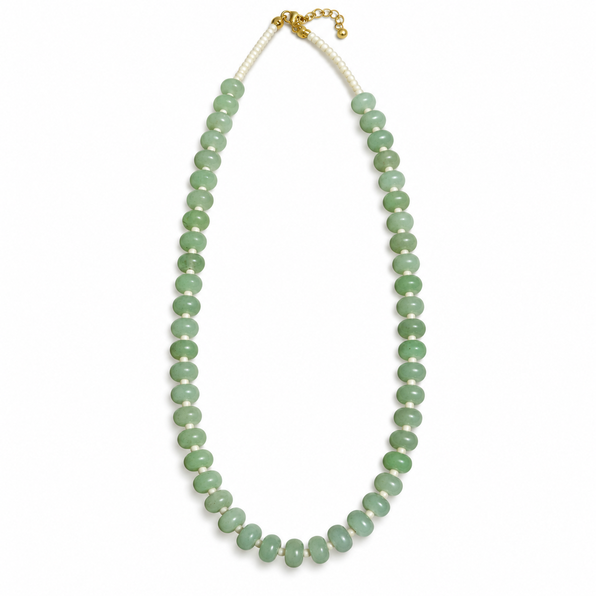 Vanilla Matcha Beaded Necklace on a white background