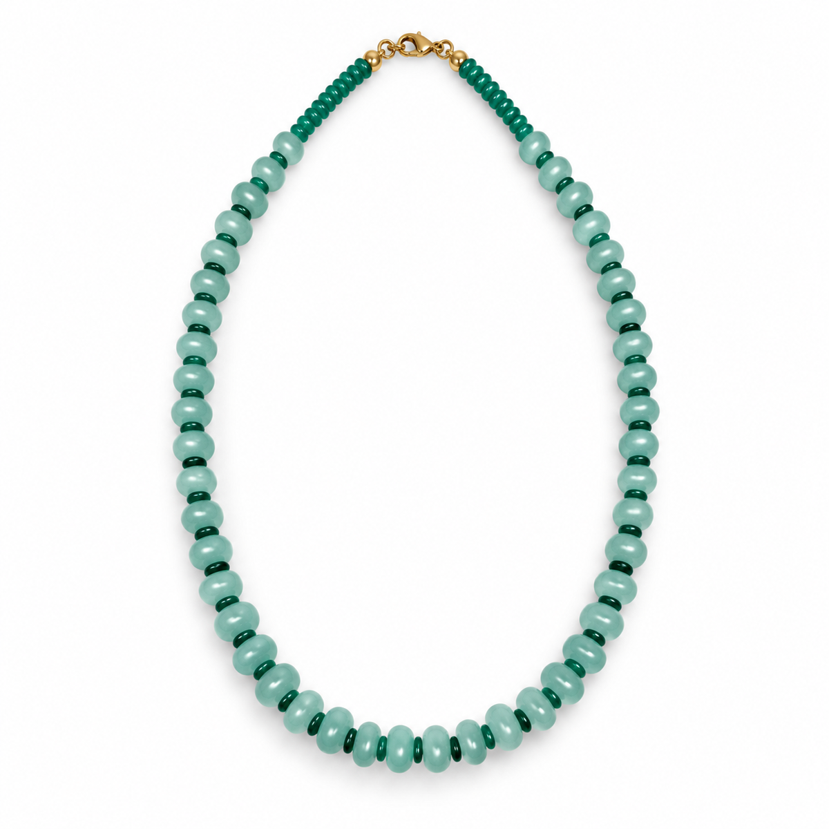 Green Queen Beaded Necklace on a white background