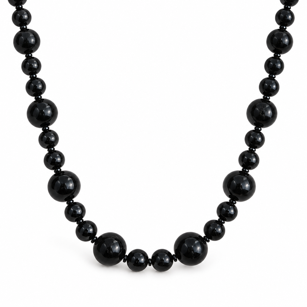 Noir Beaded Necklace on a white background