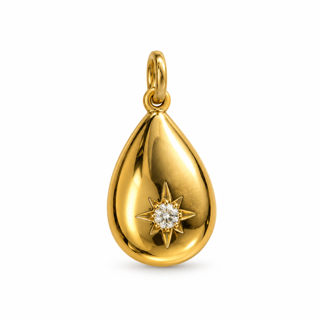 Gold Teardrop Charm on a white background
