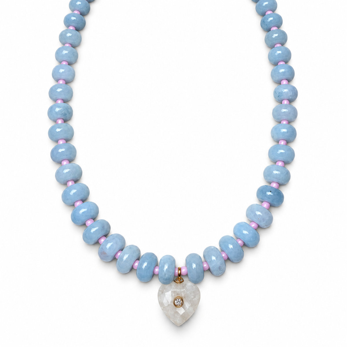 Bali Blue Beaded Necklace on a white background