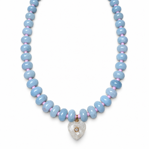 Bali Blue Beaded Necklace on a white background