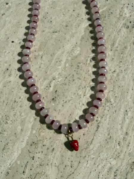 Strawberry Dream Beaded Necklace