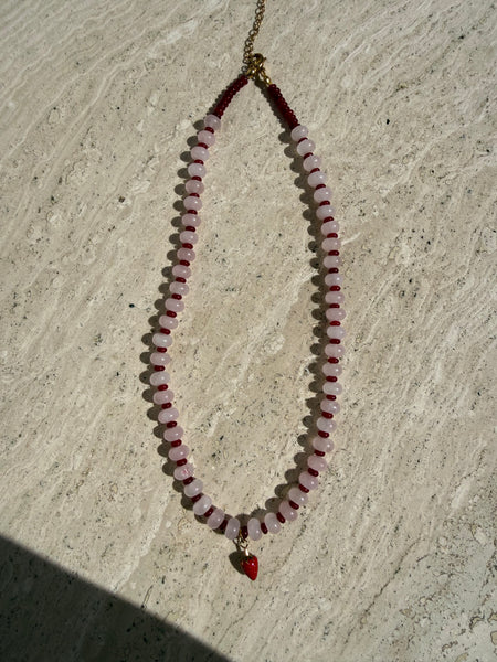 Strawberry Dream Beaded Necklace