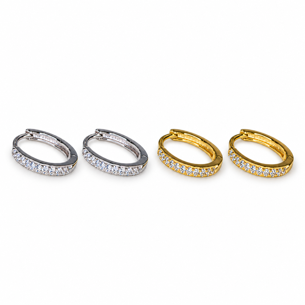 Diamond Conch Hoop matching pair on white background