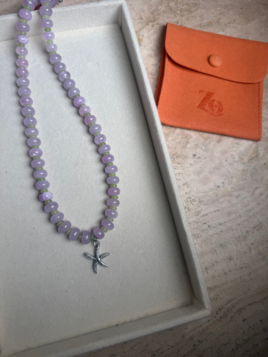 Blueberry Matcha Beaded Necklace
