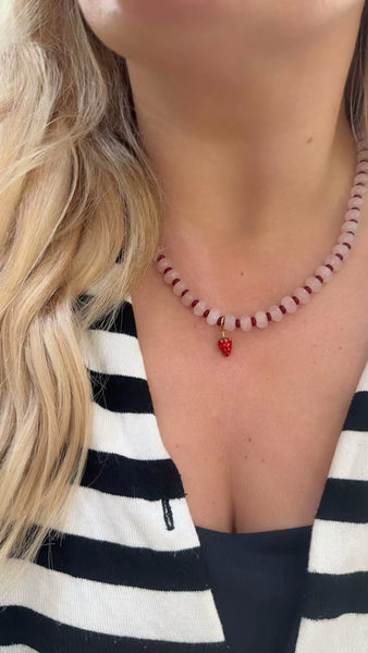 Strawberry Dream Beaded Necklace