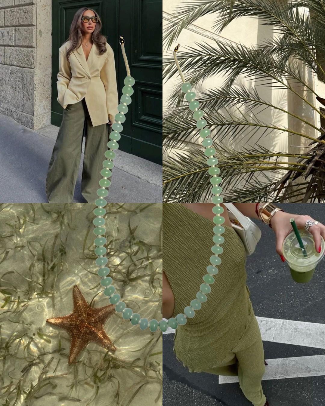Vanilla Matcha Beaded Necklace
