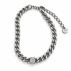 Silver Darla Cuban bracelet with one full diamond detail
